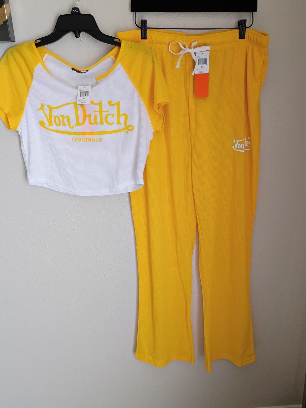 Von Dutch White and Yellow Two-Piece Pajama Set